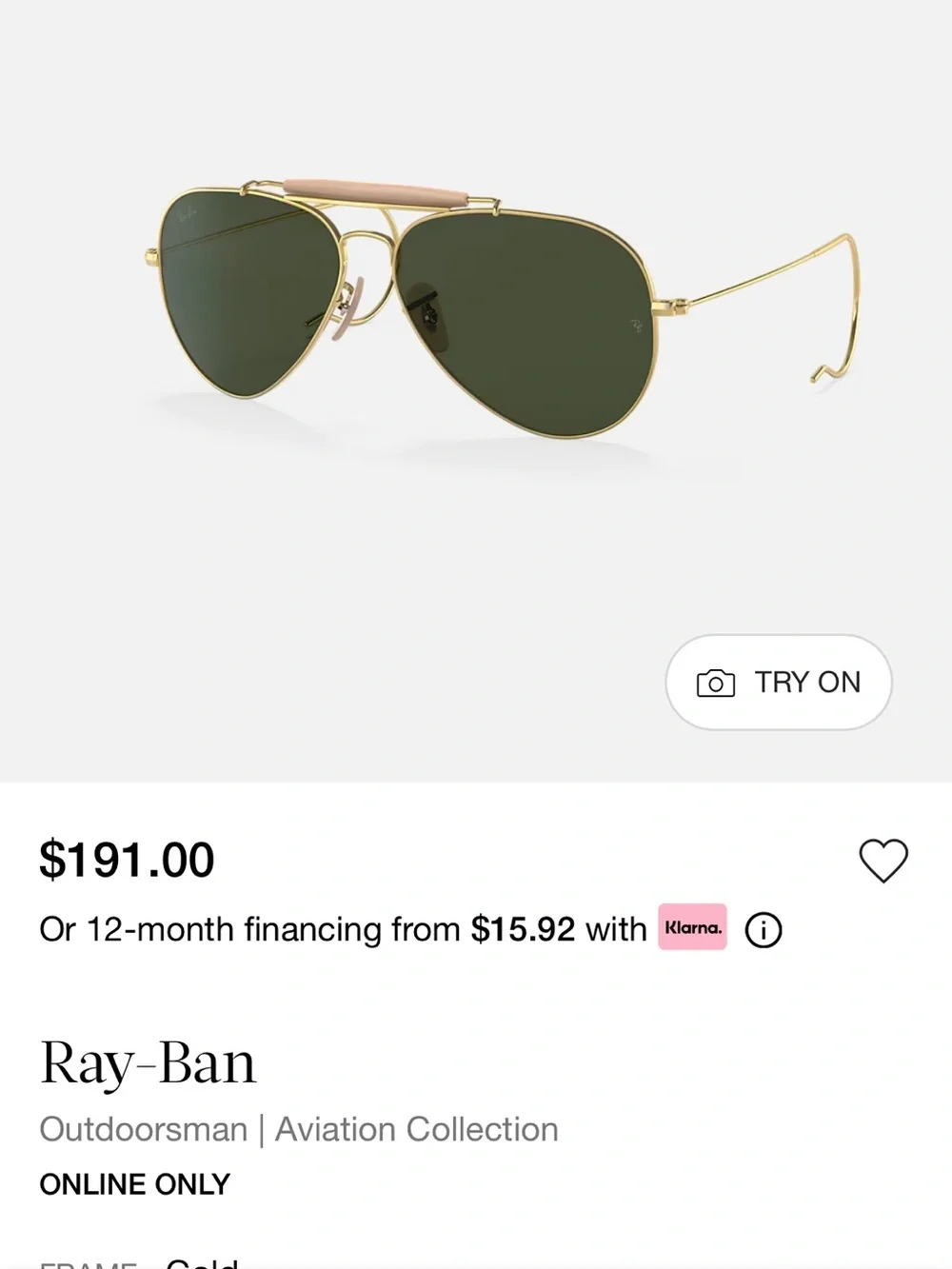 Ray-Ban Gold Frame Brown Lens Aviator Sunglasses